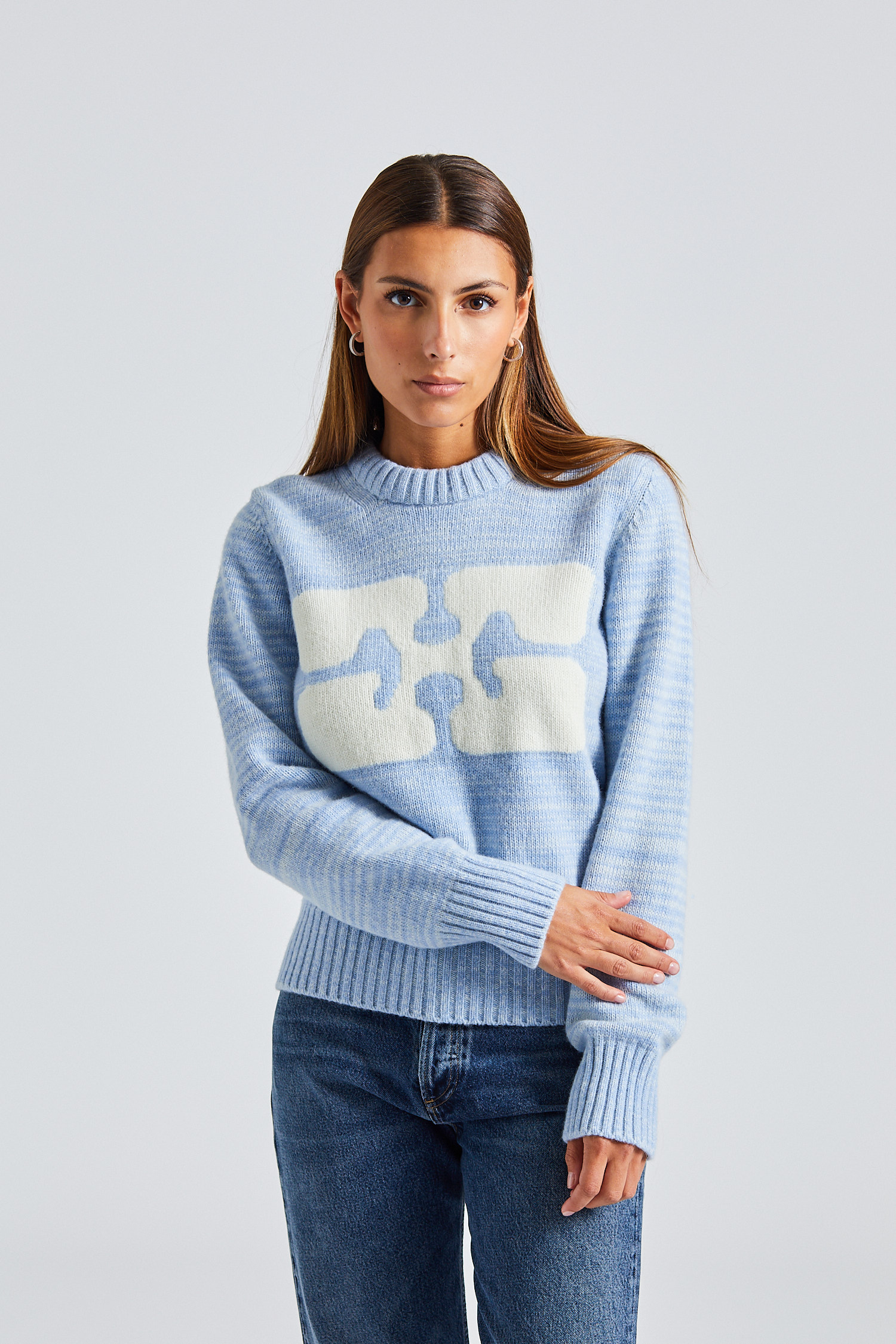 Graphic O-neck Pullover Butterfly Ice Water | Retro